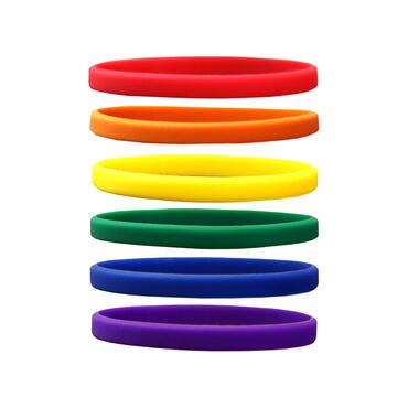 Narrow Silicone Bracelets Mix Rainbow - for Children front
