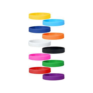 Silicone bracelets mix of 10 colors front view
