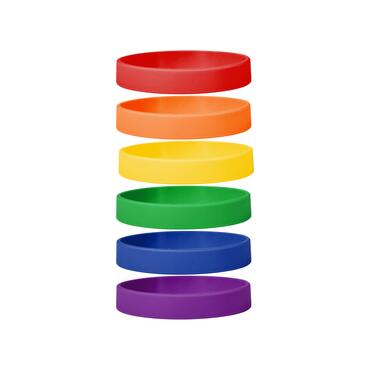 Silicone bracelets mix Rainbow front view