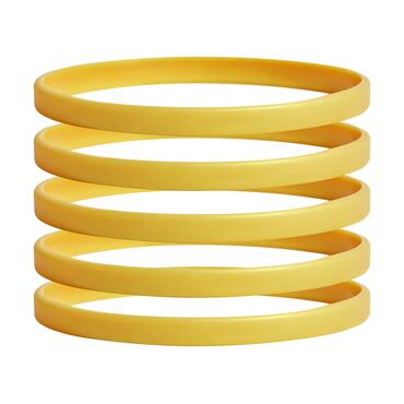Narrow Silicone Bracelets Gold Colour front view