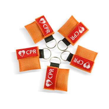 CPR Masks in Orange Keychains front