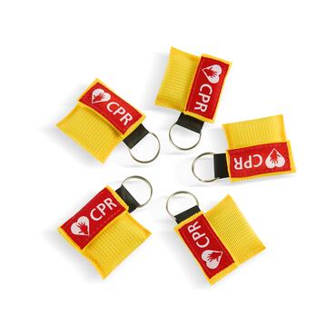 CPR Masks in Yellow Keychains front view