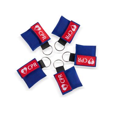 CPR Masks in Blue Keychains front view