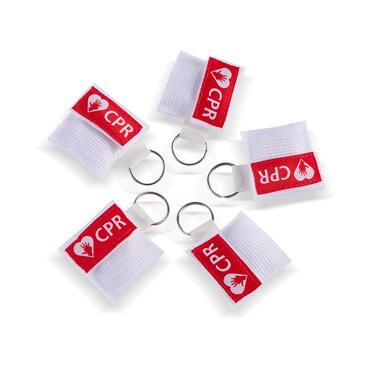 CPR Masks in White Keychains front view