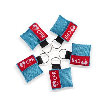 CPR Masks in Light Blue Keychains front view