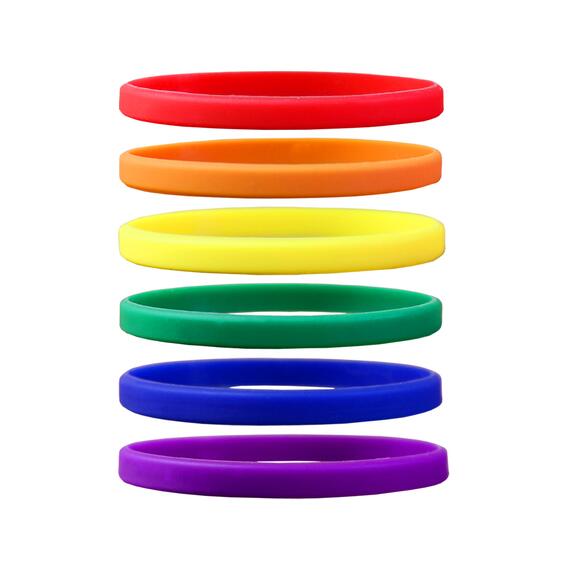 Narrow Silicone Bracelets Mix Rainbow front view