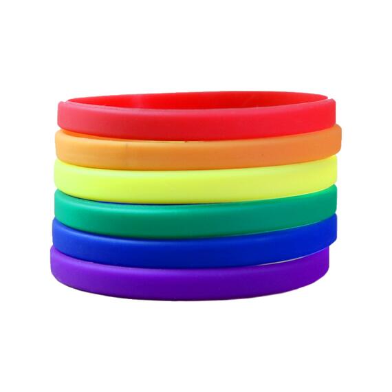 Narrow Silicone Bracelets Mix Rainbow stacked view