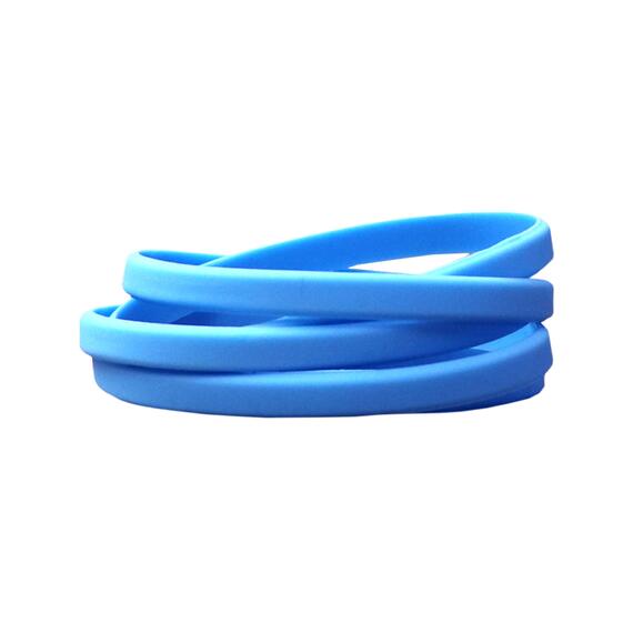 Narrow Silicone Bracelets Light Blue - for Children stacked