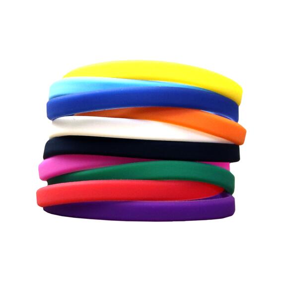 Narrow Silicone Bracelets Mix 10 Colours - for Children stacked