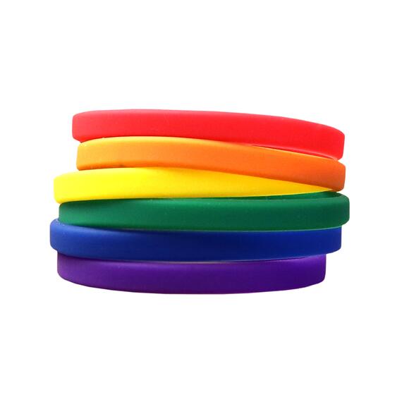 Narrow Silicone Bracelets Mix Rainbow - for Children stacked