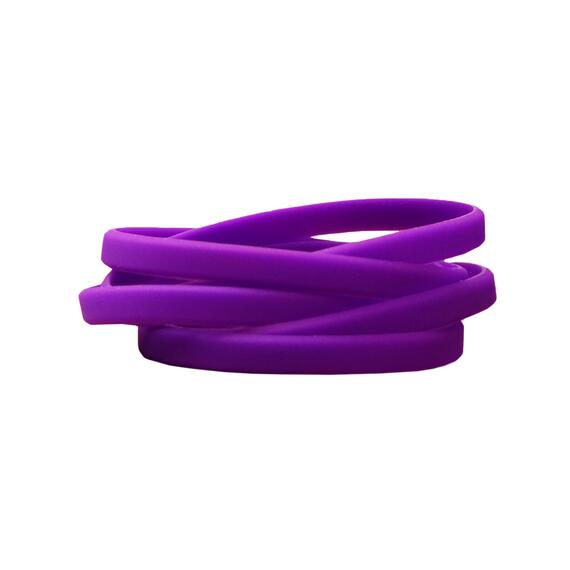 Narrow Silicone Bracelets Purple - for Children stacked