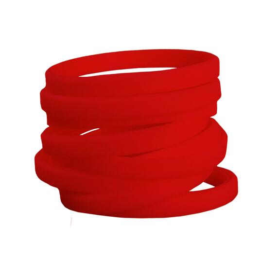Narrow Silicone Bracelets Red - for Children stacked