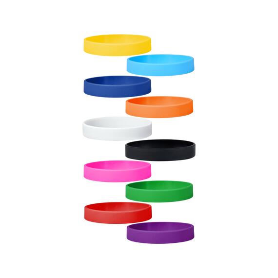 Silicone Bracelets Mix 10 Colours - for Adults front view