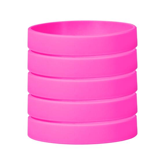 Silicone bracelets color pink stacked