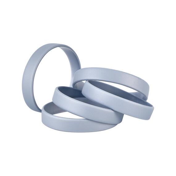 Silicone Bracelets Silver Colour - for Adults stacked