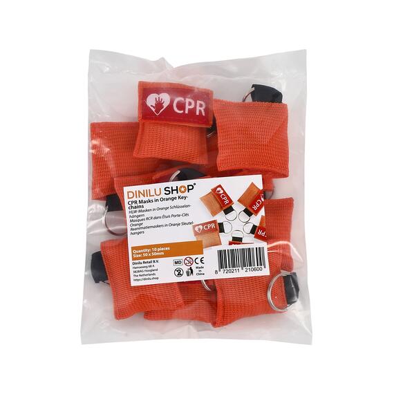CPR Masks in Orange Keychains package