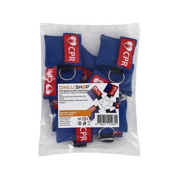 CPR Masks in Blue Keychains in package