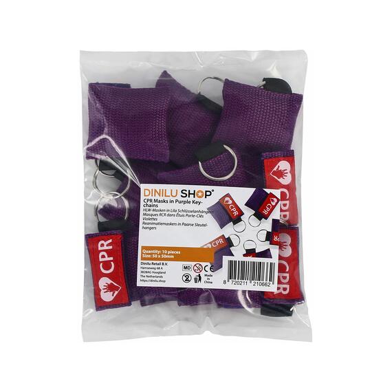CPR Masks in Purple Keychains in package
