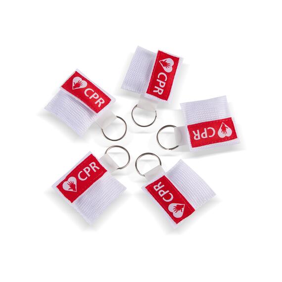 CPR Masks in White Keychains front view