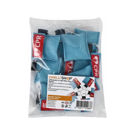 CPR Masks in Light Blue Keychains in package